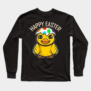 A Chick or Duckling with Eggshell on Head Funny Easter Long Sleeve T-Shirt